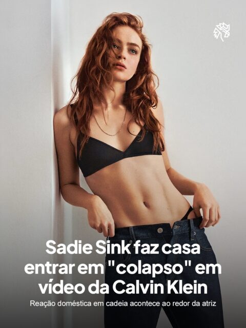 A Calvin Klein segue apostando em nomes fortes da cultura pop para renovar sua imagem, dessa vez com Sadie Sink, conhecida pelo papel de Max em Stranger Things e por viver Jean Grey no filme Homem-Aranha: Um Novo Dia.
No vídeo, a atriz veste o jeans da marca e o ambiente reage a cada movimento: torneira estoura, torradeira solta faíscas e a máquina de lavar transborda espuma, enquanto ela segue impassível diante do caos.
O exagero visual reforça a proposta da coleção e transforma a cena doméstica em metáfora para o efeito da peça.