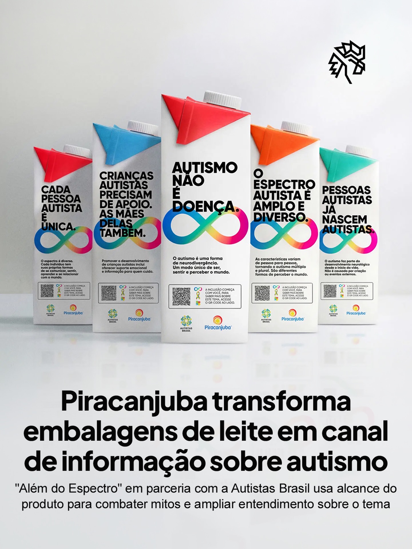 A Piracanjuba transforma um produto do dia a dia em fonte de informação e impacto social, usando embalagens de leite como meio para levar conteúdo sobre autismo diretamente para dentro dos lares brasileiros. A iniciativa nasce no mês de conscientização e parte de um insight simples, aproveitar a rotina para informar melhor.

Com mensagens claras como “autismo não é doença” e “cada pessoa autista é única”, o projeto combate a desinformação e aproxima o tema de milhões de pessoas. Um QR Code nas embalagens amplia esse contato, direcionando para conteúdos desenvolvidos junto à Autistas Brasil, garantindo qualidade e precisão nas informações.

Desenvolvida pela Ampfy, a iniciativa reforça como mídia pode ir além dos formatos tradicionais, usando escala e presença para gerar impacto real no cotidiano.