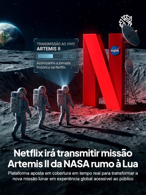 A Netflix anuncia transmissão ao vivo da missão Artemis II, marcada para 6 de abril, mostrando a viagem dos astronautas que irão contornar a Lua após décadas, levando esse marco da exploração espacial para dentro da plataforma e aproximando o público de um momento histórico que normalmente acontece distante da maioria.
A iniciativa transforma um evento técnico em conteúdo acessível, conectando ciência e entretenimento em escala global, enquanto a parceria com a NASA amplia alcance e interesse pela missão, criando uma experiência mais próxima para quem acompanha de fora.
Mais do que exibição, a estratégia reforça o streaming como palco para grandes acontecimentos, misturando tecnologia, narrativa e timing em um único movimento, conectando audiência, relevância e cultura.