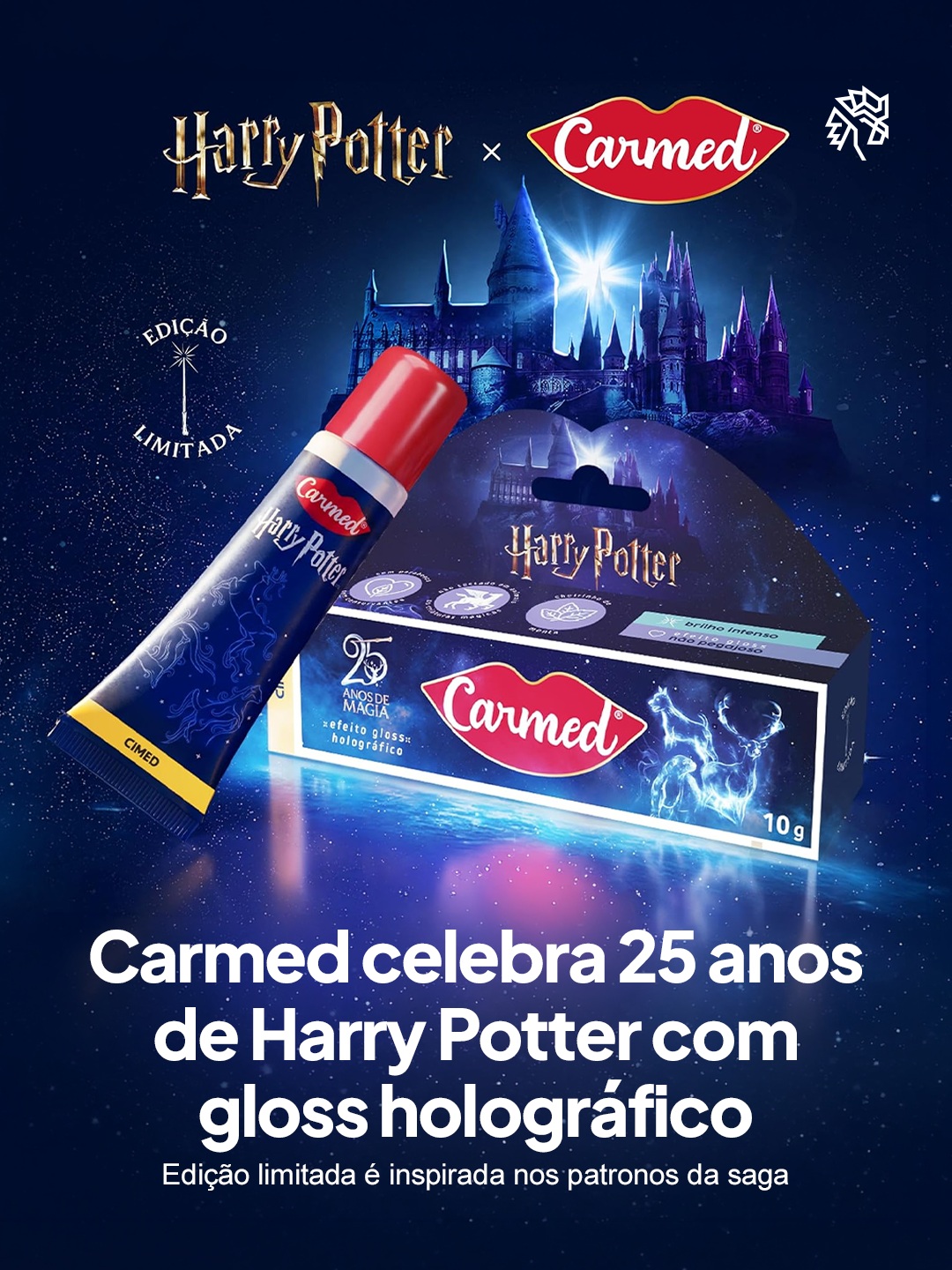 Os licenciamentos seguem em alta como estratégia para aproximar marcas de fandoms apaixonados, e a Carmed seguiu esse caminho para marcar os 25 anos de Harry Potter. A empresa da Cimed já tem o hábito de lançar coleções temáticas com franquias populares, e agora mira o público que cresceu acompanhando a saga.

O gloss chega com efeito holográfico, aroma de menta e três versões inspiradas nos patronos de Harry, Hermione e Ron. As embalagens acompanham a temática e revelam a ilustração do animal na parte interna, o que transforma o item em peça colecionável para os fãs.

A estratégia aposta no apelo nostálgico da franquia para atrair um público que já é consumidor fiel da marca.