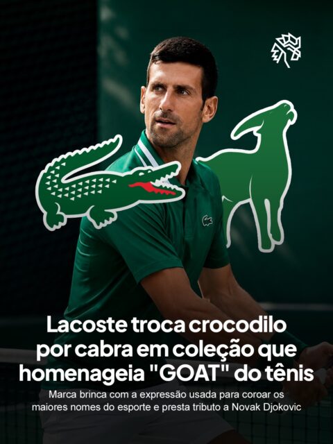 No esporte, poucas siglas carregam tanto peso quanto GOAT. A abreviação em inglês para “maior de todos os tempos” é usada para coroar atletas que entram para a história sendo os melhores em suas modalidades.

A Lacoste decidiu levar o trocadilho ao pé da letra, homenageando Novak Djokovic. A marca substituiu temporariamente seu icônico crocodilo por uma cabra, o animal que dá nome à expressão. Essa coleção reúne polos, camisetas, jaquetas, calças, bonés, munhequeiras e meias, todas estampadas com o símbolo do novo animal especial.

Ao mexer em um dos logos mais reconhecidos da moda, a Lacoste mostra que ousar com o próprio símbolo pode valer mais que qualquer campanha convencional.