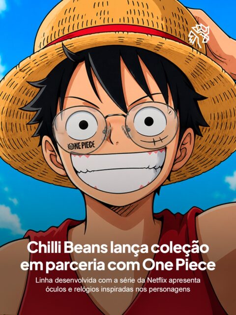 Collabs entre marcas de moda e propriedades do entretenimento têm se tornado estratégia recorrente para ampliar público e criar itens colecionáveis. A Chilli Beans, maior rede de óculos da América Latina, aprofunda sua parceria com One Piece: A Série e lança a segunda coleção inspirada na produção da Netflix, disponível desde 18 de maio nas lojas físicas e no e-commerce.
São mais de dez peças, entre óculos solares, armações de grau, relógios, modelos infantis e acessórios. O destaque fica com um óculos solar de edição limitada de apenas 300 unidades, inspirado no personagem Usopp, e com o relógio feminino baseado no Log Pose, artefato de navegação da personagem Nami.
A aposta reforça o movimento da marca de usar licenciamentos com séries de forte apelo cultural para conectar produtos do dia a dia a comunidades de fãs consolidadas.
