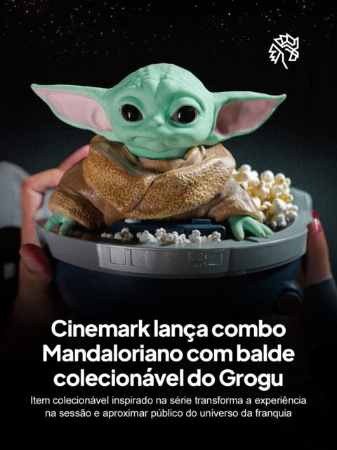 A experiência no cinema ganha um novo atrativo com a Cinemark apostando em um combo inspirado em O Mandaloriano, trazendo o Grogu como destaque em um balde colecionável que transforma um item comum em objeto de desejo.

Ao conectar entretenimento e cultura pop, a rede amplia o valor da sessão e cria um motivo extra para o público ir ao cinema, com a pré-venda abrindo em breve.