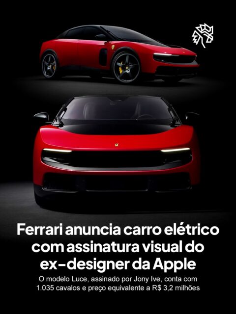 A Ferrari apresentou o Luce, primeiro veículo elétrico da marca, apostando em um nome fora do universo automotivo para assinar o projeto. O design é de Jony Ive, ex-funcionário da Apple, responsável por trazer para o automobilismo a linguagem visual que desenvolveu durante seus anos na área de tecnologia.
O resultado é um sedã de quatro portas com formas arredondadas, superfícies lisas e cobertura de vidro que remete mais a um produto de tecnologia do que a um esportivo tradicional. O modelo chega com 0 a 100 km/h em 2,5 segundos, autonomia de 530 km e preço de 550 mil euros.
A reação do mercado foi imediata e as ações caíram até 8% após a revelação. A própria Ferrari antecipou a controvérsia e deixou claro que o Luce não foi pensado para o fã tradicional da marca gerando debate nas redes.
Qual sua opinião sobre o modelo?