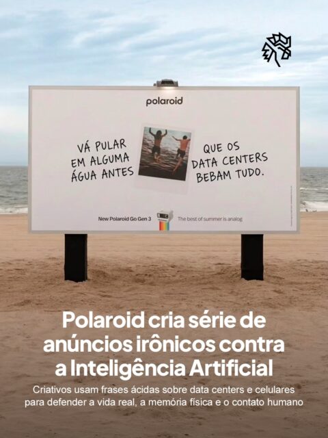 Enquanto a maioria das marcas de tecnologia está focada em exibir técnicas relacionadas à inteligência artificial e automações, a Polaroid escolhe o caminho contrário e aposta na presença humana como diferencial. Num momento em que a saturação de conteúdo gerado por IA cresce a cada dia, a ausência de tela vira o argumento mais forte da marca.
A campanha usa frases ácidas como convite direto ao consumidor, sugerindo que ele largue o celular antes que a tecnologia consuma tudo ao redor. O tom provocador reforça o posicionamento físico da Polaroid como antídoto para um problema que a própria indústria de imagem digital criou.
Mais do que rejeitar a tecnologia, a marca se coloca como pró humana, apostando que quanto mais artificial o mundo fica, mais valiosa se torna a experiência real.