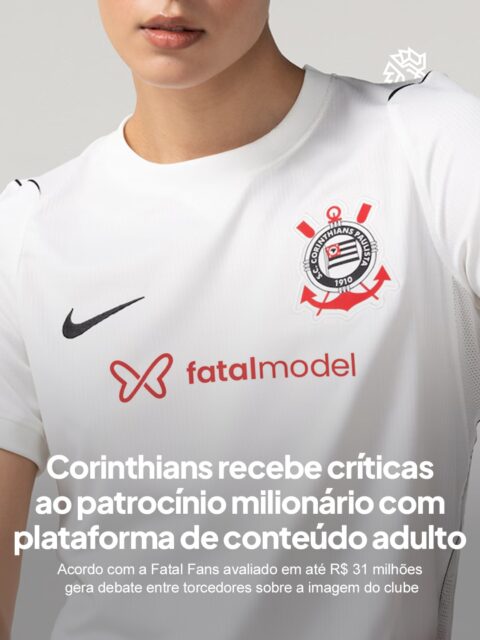 Patrocínios de apostas esportivas já são comuns nos uniformes do futebol brasileiro, mas o conteúdo adulto por assinatura ainda divide opiniões quando chega a um clube de torcida grande como a do Corinthians.
O contrato com a Fatal Fans foi assinado pelo presidente Osmar Stabile e vale até o fim de 2027, com pagamento de R$ 22 milhões, podendo chegar a R$ 31 milhões até o final da parceria. A marca aparece no calção do time masculino, no basquete e no futsal, mas fica de fora do uniforme feminino.
Mesmo com o time das mulheres sendo poupado da exposição direta, torcedores questionam o acordo nas redes sociais, com posicionamentos sobre a marca e a história centenária do clube.