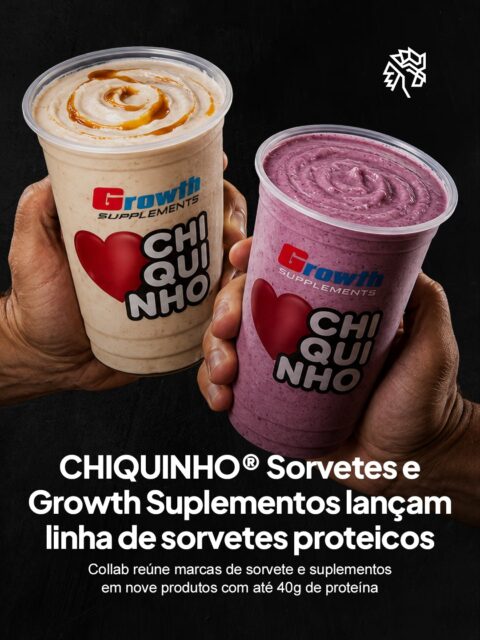 A busca por alimentos que unam prazer e função ganhou força no comportamento do consumidor brasileiro, e o mercado de sorvetes começa a responder a essa demanda incorporando ingredientes até então associados apenas à rotina fitness.
CHIQUINHO® Sorvetes, maior rede de sorvetes soft do país, une-se à Growth Suplementos para lançar uma linha com nove itens entre Milk Shake, Shake Mix e Smoothie, incluindo versões proteicas de sabores já conhecidos da marca e um smoothie de açaí sem adição de sorvete.
Os produtos chegaram essa semana a mais de mil lojas em todo o Brasil.
A parceria conecta duas marcas consolidadas em segmentos distintos e amplia o alcance de ambas para um público que já incorporou a proteína ao consumo do dia a dia.