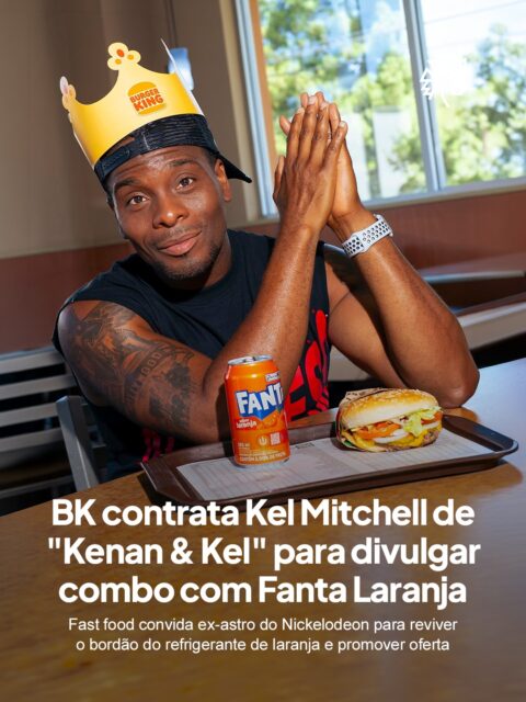 O Burger King teve a ideia genial de convidar um astro com ligação direta ao refrigerante de laranja para estrelar a campanha do novo combo com Fanta. A escolha aposta na memória afetiva de quem cresceu vendo aquele bordão se repetir na tela.

Kel Mitchell, o Kel de Kenan & Kel, aparece com a coroa da marca na cabeça, segurando o refrigerante ao lado do sanduíche principal do cardápio. A peça resgata até o dublador responsável pela voz dele na versão nacional, aprofundando a conexão com quem acompanhou a série na infância.

A escolha reforça o hábito da marca de buscar ícones da cultura pop de décadas passadas, e ganha camada extra pela trajetória do ator em outro filme sobre lanchonetes. A nostalgia, aqui, não ilustra a campanha, ela é o próprio produto.