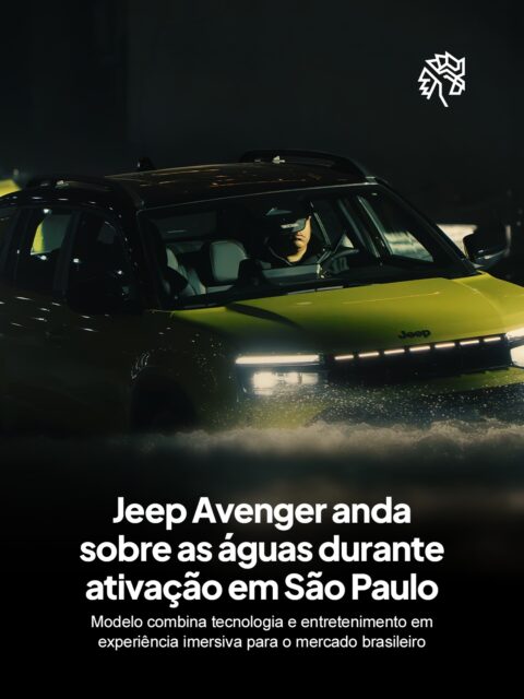 A Jeep construiu a chegada do novo Avenger ao mercado brasileiro como uma jornada de brand experience, conectando o território de aventura da marca à tecnologia embarcada no modelo.
A programação reuniu imprensa, concessionários e convidados da Stellantis ao longo de um dia inteiro no Grand Hyatt São Paulo, com conteúdo técnico pela manhã e apresentação comercial à tarde. À noite, o Avenger cruzou uma piscina de ondas entre luzes e efeitos sonoros, seguido por surfistas e um show de drones que revelou o preço do modelo.
Assinada pela TV1 Live, a jornada uniu informação, interação e um momento de forte impacto visual, mostrando como a produção de conteúdo pode sustentar a chegada de um produto físico ao mercado.