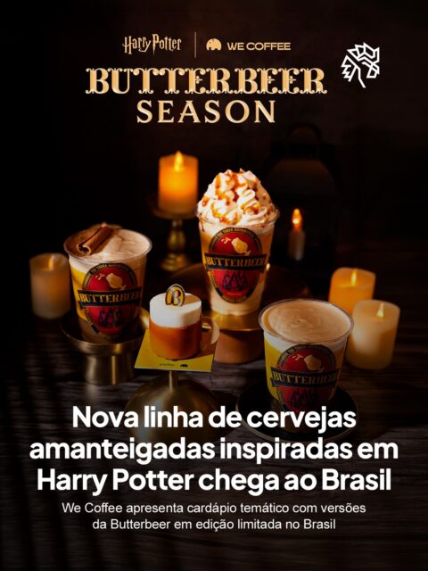 Uma cafeteria brasileira decidiu transformar o universo Harry Potter em experiência de consumo, trazendo releituras da clássica Butterbeer em diferentes versões que exploram textura, sabor e apresentação com forte apelo visual.
Com edição limitada, a proposta reforça como cultura pop e consumo seguem cada vez mais conectados, transformando o ponto de venda em uma experiência imersiva que vai além do produto e ativa o imaginário do público.
A novidade da @wecoffee.br também aposta em outras linhas e produtos licenciados do universo bruxo para ampliar a conexão com fãs e fortalecer o interesse pela collab.