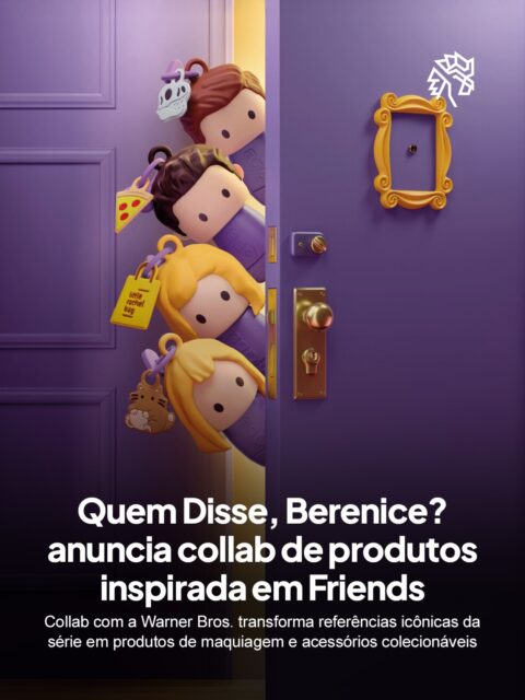 Collabs guiadas por nostalgia seguem em alta no mercado de beleza, e Friends permanece um dos universos mais acionados por marcas que buscam conexão emocional com diferentes gerações. A Quem Disse, Berenice? entra nesse território com sua primeira linha completa inspirada na série, desenvolvida com participação direta dos fãs.
Entre os destaques estão a paleta no formato do sofá do Central Perk e os Berêsticks, sticks multifuncionais com pingentes e easter eggs de cada personagem, cobrindo maquiagem, skincare e acessórios com referências visuais dos seis protagonistas.
O lançamento chega às lojas em 29 de junho, disponível em pontos físicos, e-commerce, revendedoras e WhatsApp da marca. Ao envolver quem já torce pela série, a marca chega com audiência engajada antes mesmo da estreia.