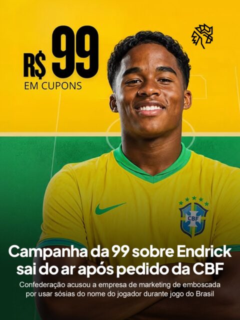 A CBF notificou a 99 por uma campanha veiculada durante o jogo do Brasil contra o Haiti, em que a empresa oferecia R$ 99 em cupons para clientes atendidos por motoristas ou entregadores chamados Endrik, Hendrick, Endrique ou Hendrique. A confederação acusou marketing de emboscada e violação de direitos, e a 99 retirou os anúncios.

Sabendo que não podia citar Endrick diretamente, a 99 construiu uma campanha que opera num espaço cinza, usando variações do nome para preservar o efeito sem cometer infração textual. A resposta da CBF ampliou o conceito de propriedade intelectual para incluir sonoridade parecida.

Para a entidade, a estratégia não foi de bom tom: a 99 não é patrocinadora oficial do torneio e tentou se associar ao momento sem pagar pelo direito de uso da imagem do jogador.