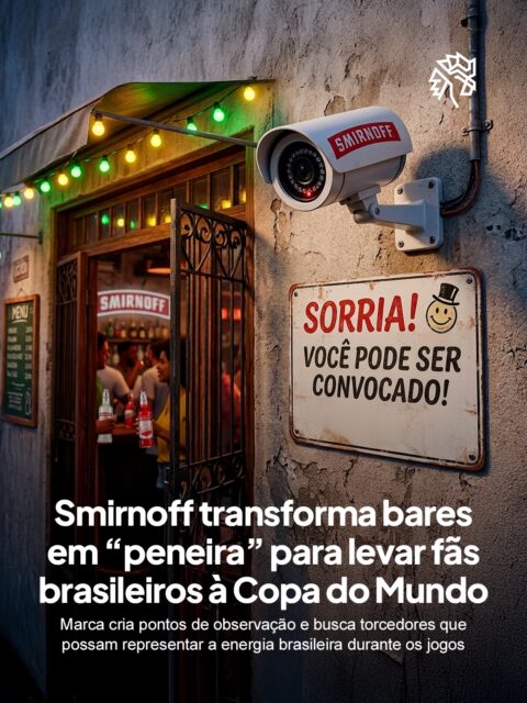 A Smirnoff decidiu transformar a paixão pelo futebol em uma oportunidade capaz de levar brasileiros até a Copa do Mundo FIFA 2026™️. Como parte da campanha, a marca criou a iniciativa “Olheiros Seleçoff”, que busca encontrar torcedores para acompanhar de perto a estreia da seleção em Nova York.

A ação acontece durante esse final de semana em bares parceiros de São Paulo, como O Pasquim Bar e Prosa Vila Madalena, além do Boteco São Bento Itaim. A proposta transforma esses espaços em uma espécie de “peneira” da torcida brasileira, colocando a energia dos encontros e das reações espontâneas no centro da experiência.

Para colocar a dinâmica em prática, câmeras foram instaladas nos estabelecimentos para registrar momentos do público durante as partidas. Influenciadores como Vini Maga e Samanta Alves assumem o papel de olheiros e irão identificar torcedores que poderão conquistar uma vaga para viver a Copa do Mundo de perto.