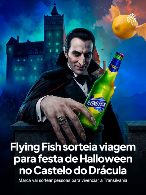 Flying Fish, a cerveja com limão da Ambev, vai levar dois ganhadores da Promoção Flying Fish para uma festa privada dentro do Castelo do Drácula, na Transilvânia. Cada um pode escolher um acompanhante para viver a experiência de perto.
Para participar, basta comprar Flying Fish e cadastrar o cupom fiscal no site até 29 de outubro, garantindo o número da sorte. O ponto alto da promoção acontece no dia 7 de novembro, com festa embalada pelo show do Dubdogz ao lado de DJs internacionais, além de passeios e experiências surpresa pela região.
Mesmo quem não ganha a viagem sai com chance real de prêmio: são mais de dois mil prêmios instantâneos distribuídos ao longo de 59 dias, entre mini câmeras retrô, cervejeiras personalizadas e vouchers do Zé Delivery.