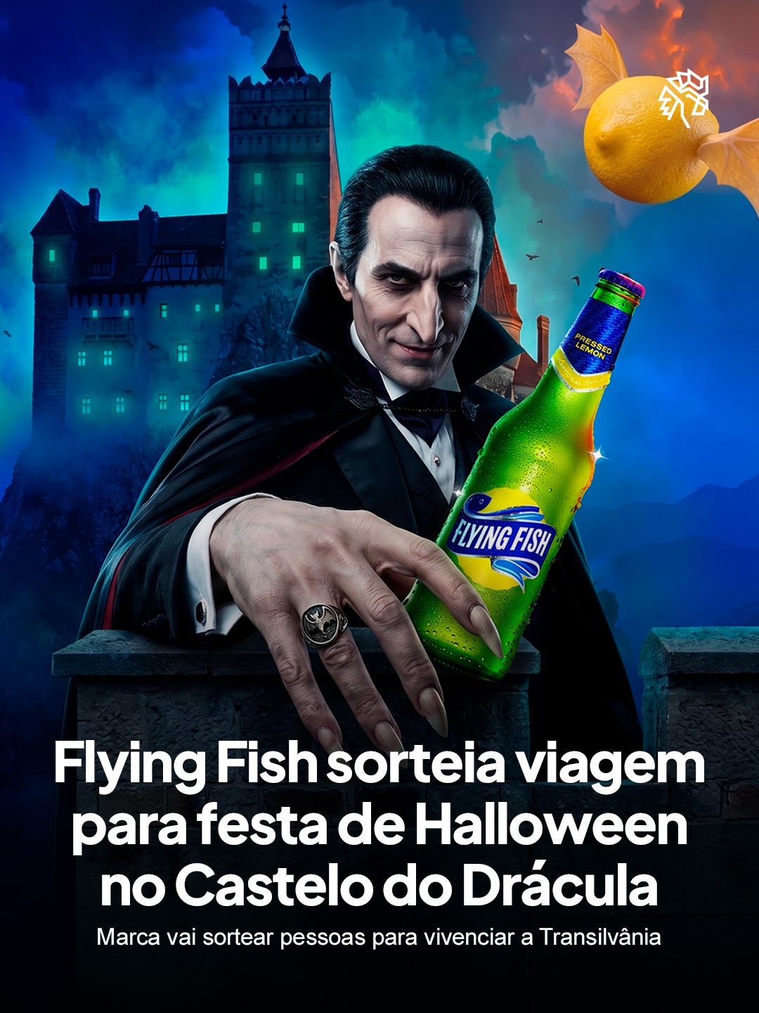 Flying Fish, a cerveja com limão da Ambev, vai levar dois ganhadores da Promoção Flying Fish para uma festa privada dentro do Castelo do Drácula, na Transilvânia. Cada um pode escolher um acompanhante para viver a experiência de perto.
Para participar, basta comprar Flying Fish e cadastrar o cupom fiscal no site até 29 de outubro, garantindo o número da sorte. O ponto alto da promoção acontece no dia 7 de novembro, com festa embalada pelo show do Dubdogz ao lado de DJs internacionais, além de passeios e experiências surpresa pela região.
Mesmo quem não ganha a viagem sai com chance real de prêmio: são mais de dois mil prêmios instantâneos distribuídos ao longo de 59 dias, entre mini câmeras retrô, cervejeiras personalizadas e vouchers do Zé Delivery.