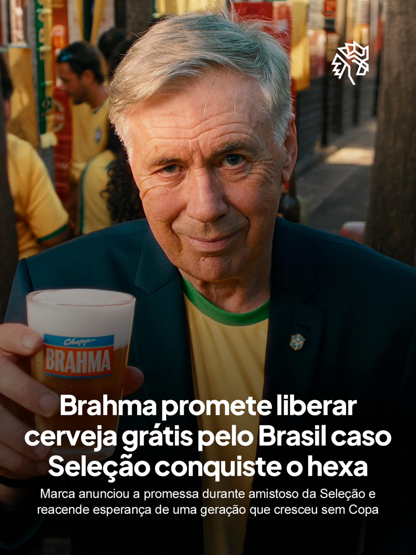 Uma geração inteira de brasileiros nunca viveu uma conquista da Copa do Mundo. São mais de 40 milhões de pessoas nascidas após o penta de 2002 que não conhecem o que é festejar nas ruas com uma taça no horizonte. A Brahma usou essa tensão geracional como ponto de partida para uma ação que une promessa, ritual de torcedor e pertencimento de marca.

Durante a transmissão do amistoso entre Brasil e Panamá, a Ambev anunciou a campanha “Tá Liberado Acreditar”. Em caso de título, a distribuição acontece via Zé Delivery, supermercados e bares parceiros em todo o país.

A mecânica será simples: um resgate por CPF, válido para maiores de 18 anos, com pack disponível no delivery e nos mercados, e garrafa 600ml nos bares selecionados.