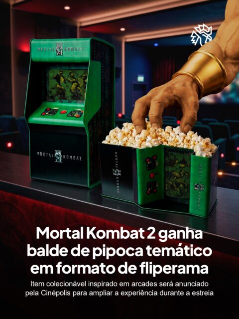 A Cinépolis entra no clima de Mortal Kombat 2 ao lançar uma linha especial de combos temáticos, com destaque para o balde de pipoca em formato de fliperama, resgatando a estética clássica dos jogos que marcaram a franquia. A iniciativa acompanha a estreia do longa e transforma o momento da sessão em uma experiência mais imersiva para os fãs.

Além do balde, a rede também irá anunciar em breve copos personalizados que exploram elementos visuais icônicos, conectando personagens e combates ao design dos produtos.