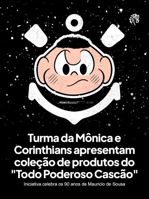 No jogo de hoje entre Corinthians e Chapecoense, pelo Campeonato Brasileiro, o clube paulista irá anunciar a coleção "Todo Poderoso Cascão", em parceria com Mauricio de Sousa. A iniciativa celebra os 90 anos do criador da Turma da Mônica.
O lançamento reforça a força cultural dos personagens dentro do futebol brasileiro e mostra como o Timão aposta em licenciamento para se aproximar de novos públicos. A linha reúne camisetas, bonés, almofadas e copos com o personagem vestido pelas cores do Timão, além de presença no uniforme usado pelos jogadores em campo.
A venda ocorre no site da Só Ídolos e nas lojas oficiais do clube, ampliando o alcance da parceria entre as duas marcas. A escolha de um torcedor fictício já consolidado no imaginário popular funciona como atalho emocional entre públicos distintos.