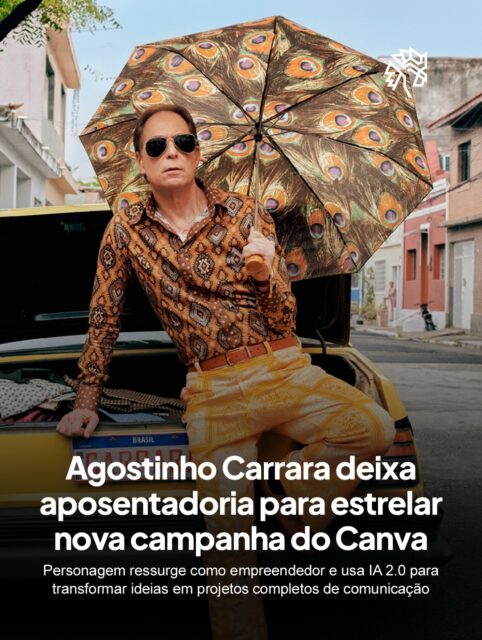 Depois de anos longe dos holofotes, Agostinho Carrara reaparece em uma nova fase, agora assumindo o papel de empreendedor e usando seu estilo característico para apresentar a criação da “Carrara Modas” dentro do universo do Canva IA 2.0.

A narrativa explora a distância entre ideia e execução ao mostrar como um esboço simples evolui para uma estrutura completa de marca, incluindo identidade visual, catálogo, materiais impressos, presença digital e peças publicitárias desenvolvidas a partir de comandos na plataforma.

A construção acontece sem foco técnico, mas com clareza e roteiros muito bem desenvolvidos, reforçando como a IA atua como facilitadora no processo criativo, conectando repertório cultural com tecnologia para transformar conceitos em comunicação estruturada.