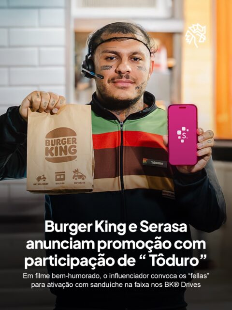 Fim de mês pesa no bolso e vira pauta comum nas redes, e é nesse território que Burger King e Serasa entram com uma ideia que usa linguagem de internet para gerar conexão imediata com o público.
A campanha parte de um insight direto e ganha força com Toguro como atendente e usando seus bordões para convocar os “fellas” e dar o tom da ação.
Durante a madrugada entre 30 e 31 de março, consumidores que apresentarem o app da Serasa garantem um Cheddar Duplo gratuito com retirada no BK®️ Drives.
#BurgerKing #Serasa #Toguro #marketing