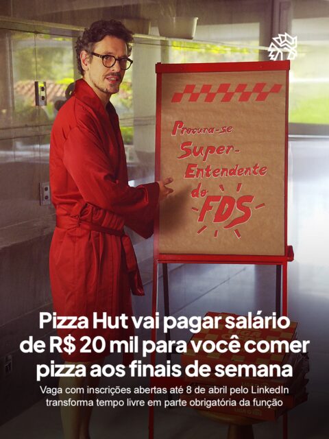 A Pizza Hut abriu uma vaga real com salário de R$20 mil para quem sabe aproveitar os finais de semana e transformar essas experiências em conteúdo para a marca.
O cargo de “Super-Entendente do FDS” propõe uma rotina pouco convencional, onde o trabalho é viver intensamente o tempo livre, acompanhar tendências e traduzir esses momentos em ideias criativas para as redes.
Para participar, é preciso gravar um vídeo no Instagram ou TikTok explicando por que merece a vaga, usar a hashtag #SuperEntendenteDoFDS e completar o cadastro no LinkedIn da @pizzahutbrasil.
#PizzaHut #marketing #LinkedIn #vaga