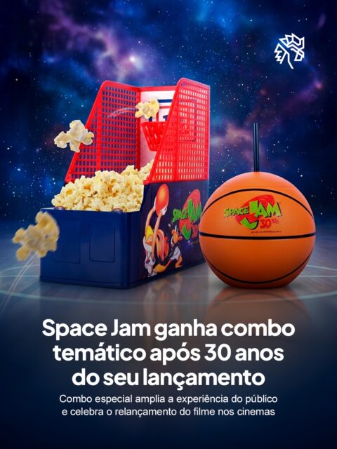 Para celebrar os 30 anos de Space Jam, a rede de cinemas AMC vai lançar um balde de pipoca em formato de cesta de basquete, acompanhado de um copo temático que reforça o universo do filme. A proposta transforma um item comum em peça colecionável e amplia a experiência dentro da sala.

O balde replica aquelas cestas de fliperama, com rede nas laterais e espaço ampliado para acomodar a pipoca, enquanto personagens como Lola Bunny e Patolino aparecem com o uniforme do Tune Squad. O resultado é um produto que mistura nostalgia com apelo visual direto.

A iniciativa reforça como o cinema segue explorando itens físicos para gerar desejo e engajamento, especialmente em datas comemorativas. Até o momento, o combo não tem previsão de chegada ao Brasil.