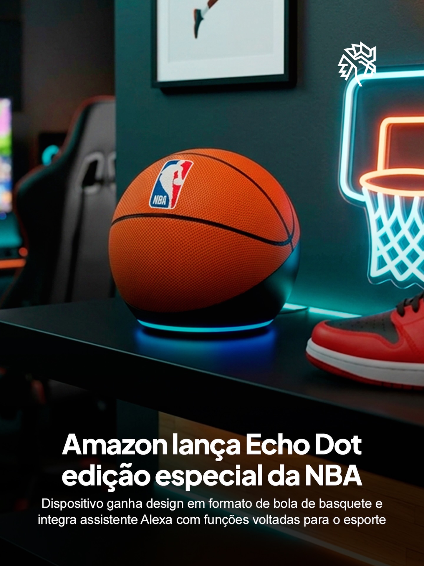 A Amazon apresentou uma edição especial do Echo Dot inspirada na NBA, trazendo um design que replica uma bola de basquete e conecta o produto diretamente ao universo esportivo. A proposta transforma o dispositivo em um item que vai além da tecnologia, aproximando funcionalidade e cultura de fãs em um mesmo objeto.

Além do visual, o modelo mantém integração com a Alexa e passa a oferecer recursos voltados para quem acompanha a liga, como atualizações em tempo real, lembretes de partidas e conteúdos relacionados aos jogos. A experiência se amplia ao incorporar o hábito do fã dentro do uso cotidiano do dispositivo.