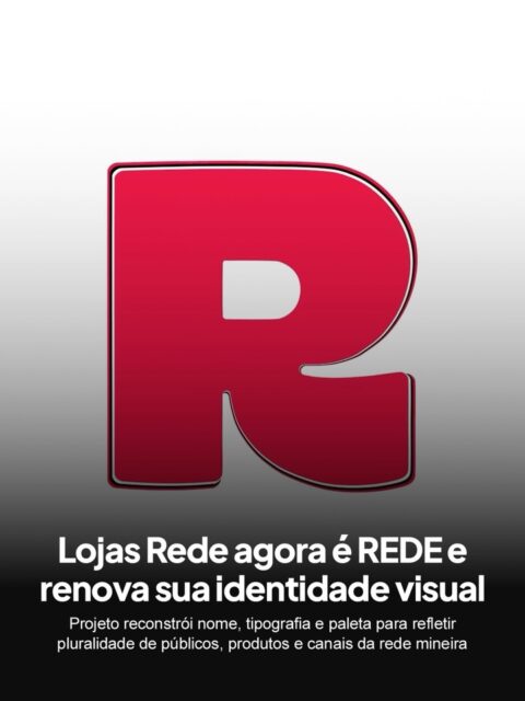 Com mais de 25 anos de história e 87 lojas físicas em Minas Gerais, a Lojas Rede chegou a um momento em que a marca precisava crescer junto com o negócio. O nome foi atualizado para REDE, e toda a identidade visual foi reconstruída para dar conta de uma grande operação com forte presença física e no digital.
O projeto, desenvolvido pela Greco Design, organizou a variedade em sistema: tipografia variável com letras exclusivas, paleta expandida com cores por categoria, e o vermelho da marca também foi atualizado para um tom mais leve. A tagline “A beleza muda. A gente acompanha.” ancora o posicionamento verbal da marca.
O rebranding parte de uma decisão clara de evoluir sem diminuir a história e o reconhecimento já construídos.