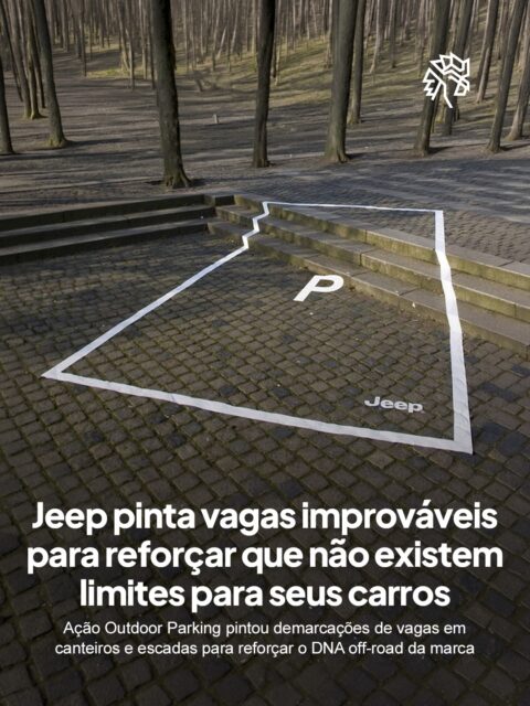 A Jeep encontrou uma forma simples e certeira de demonstrar por que seus carros podem ir a lugares onde outros não conseguem. A marca pintou demarcações de vagas em escadas, canteiros e superfícies irregulares das cidades, simulando que seus veículos estariam confortavelmente estacionados em locais onde nenhum carro comum pararia.
O espaço urbano virou mídia e cada instalação se transformou em uma demonstração prática do posicionamento da marca. A ação chamou a atenção de pedestres, gerou registros espontâneos nas redes sociais e ampliou o alcance da campanha muito além dos pontos onde foi executada.
O case segue como referência de criatividade por mostrar como uma ideia simples, alinhada ao produto e à marca, pode gerar grande impacto. Mesmo tendo sido lançada em 2017, a ação ainda é lembrada e utilizada como exemplo de ativação e comunicação criativa.