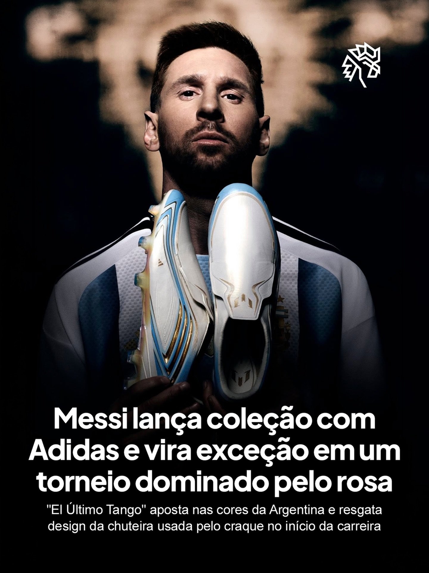 Na estreia da Argentina na Copa (16/6), muita gente percebeu algo diferente nos pés de Messi. Enquanto o rosa domina as chuteiras do torneio, o camisa 10 entrou em campo com um modelo azul e branco, e foi aí que a Adidas apresentou a coleção desenvolvida exclusivamente com ele para o Mundial.
A linha “El Último Tango” reúne chuteiras, camisetas e acessórios criados em parceria com o argentino. O calçado é inspirado na F50.6 Tunit, modelo do início da carreira de Messi, com acabamento em renda e cores da seleção.
A coleção de despedida não poderia ter escolhido melhor data para aparecer: o jogo terminou 3 a 0 para a Argentina, com hat-trick do camisa 10.